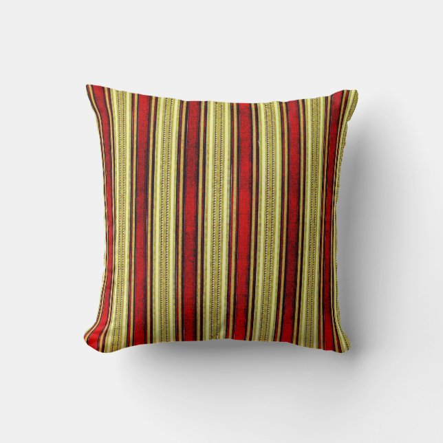 Eleganter roter und goldgestreifter Throw PIllow Kissen (Vorderseite)