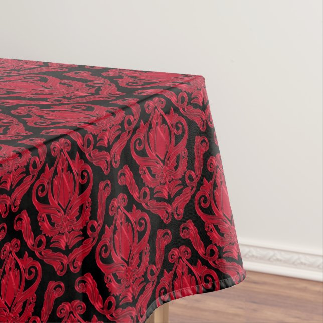 Eleganter roter und schwarzer Damast-Druck Tischdecke (Beispiel)