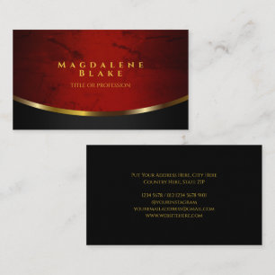 Eleganter roter und schwarzer Marmor mit Goldakzen Visitenkarte