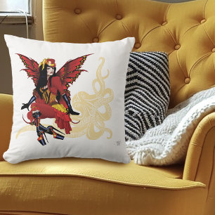 Eleganter roter viktorianischer Steampunk Fee Okto Kissen