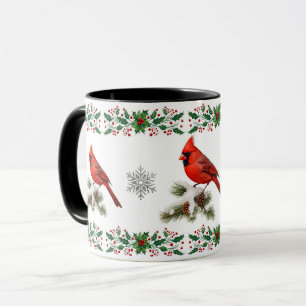 Eleganter roter Vogel Kardinal Feiertag Weihnachte Tasse