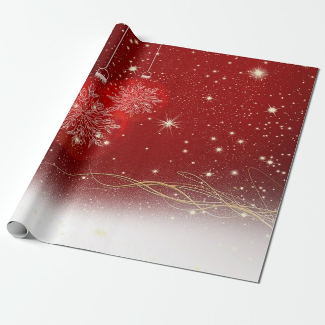 Eleganter Roter Weihnachtsball Geschenkpapier (Ungerollt)
