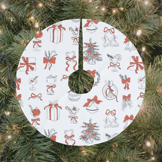 Eleganter roter Weihnachtsfeiertag Polyester Weihnachtsbaumdecke (Von Creator hochgeladen)