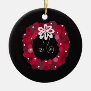 Eleganter roter Weihnachtskranz Keramik Ornament