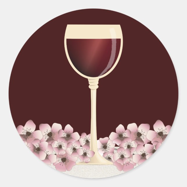 Eleganter Roter Wein & Blossom Umschlag Aufkleber (Vorderseite)