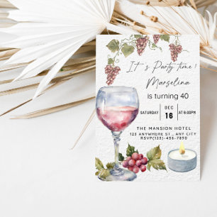 Eleganter Roter Wein Geburtstagsfeier für Lady Einladung