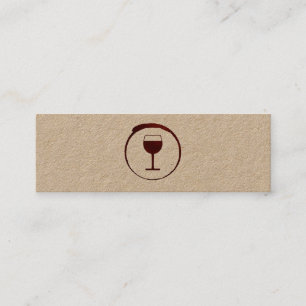 Eleganter Roter Weinstock mit Weinglas Mini Visitenkarte