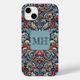 Eleganter roter, weißer und blauer Damast mit Mono Case-Mate iPhone 14 Plus Hülle