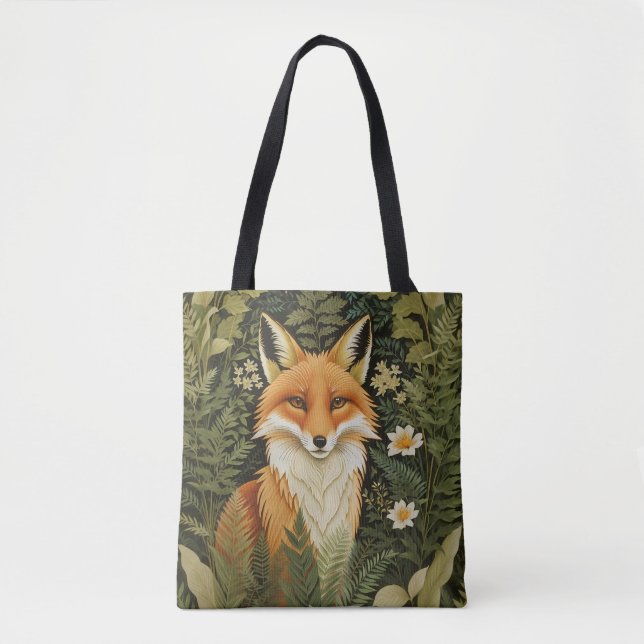 Eleganter Rotfuchs und grünes Laubwerk (Vorderseite)