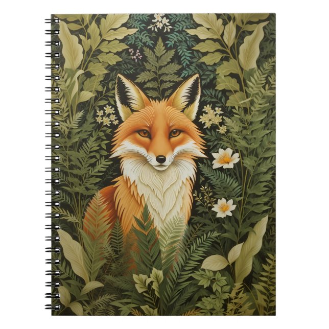 Eleganter Rotfuchs und grünes Laubwerk Notizblock (Vorderseite)