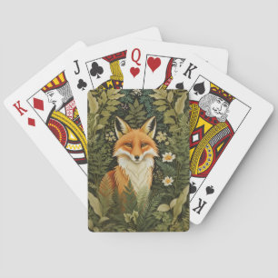 Eleganter Rotfuchs und grünes Laubwerk Spielkarten