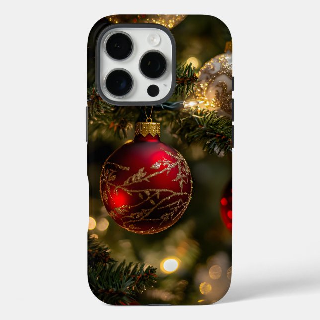 Eleganter Rotgold-Weihnachtsbaum Case-Mate iPhone Hülle (Rückseite)