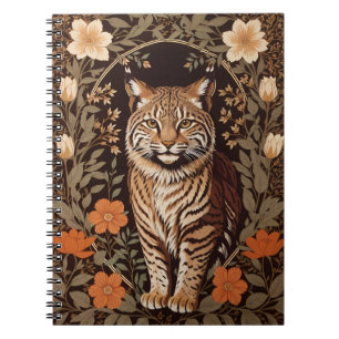 Eleganter Rotluchs auf braunem Blumenhintergrund Notizblock