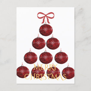 Eleganter Rotschmuck Weihnachtsbaum Feiertagspostkarte