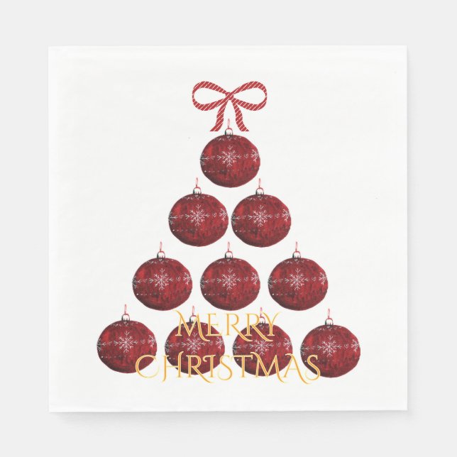 Eleganter Rotschmuck Weihnachtsbaum Serviette (Vorderseite)