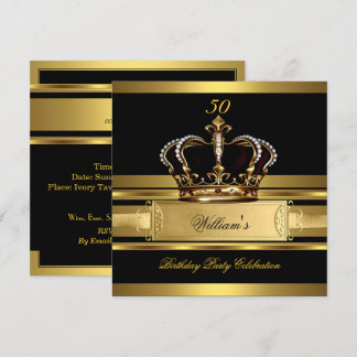 Eleganter Royal Black Gold Geburtstagsprinz König  Einladung