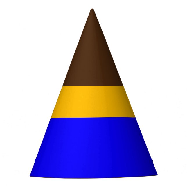 Eleganter Royal Blue Gold Banded Cocoa Top Streife Partyhütchen (Vorderseite)