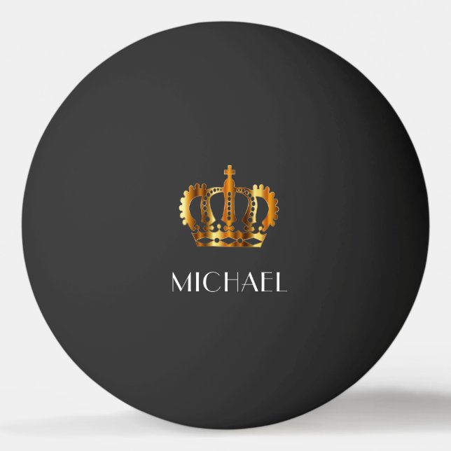 Eleganter Royal Gold Crown Name Ping Pong Ball Tischtennisball (Vorderseite)