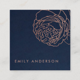 ELEGANTER ROYAL NAVY BLUSPINK ROSE GOLD QUADRATISCHE VISITENKARTE