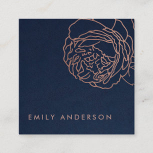 ELEGANTER ROYAL NAVY BLUSPINK ROSE GOLD QUADRATISCHE VISITENKARTE