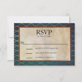 Eleganter RSVP für Aquamarine Hochzeiten und Kupfe Karte