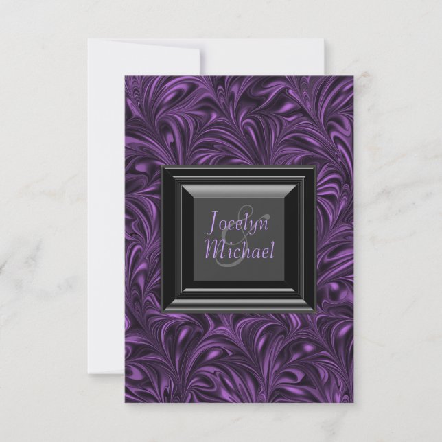 Eleganter RSVP für Lila und schwarze Hochzeiten Karte (Vorderseite)