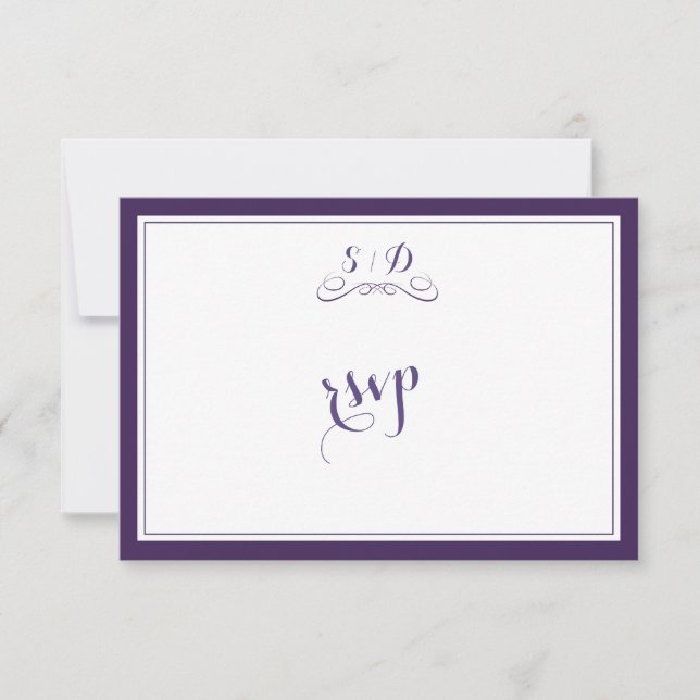 Eleganter RSVP für Lila und weiße Hochzeiten Karte (Vorderseite)