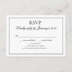 Eleganter RSVP für Schwarz-Weiß-Hochzeit Karte