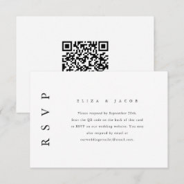Eleganter RSVP für Schwarze Hochzeit mit QR-Code Karte