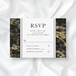 Eleganter RSVP-Hochzeitstag aus Gold und schwarzem RSVP Karte