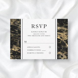 Eleganter RSVP-Hochzeitstag aus Gold und schwarzem RSVP Karte