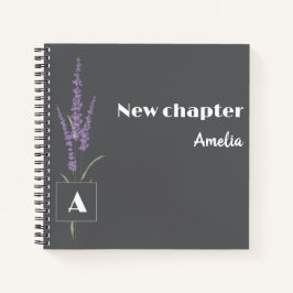 Eleganter Ruhestand mit Monogramm Name grau Notizbuch