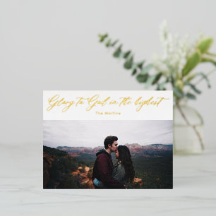 Eleganter Ruhm zu Gott Kalligrafie Weihnachten Folien Feiertagspostkarte