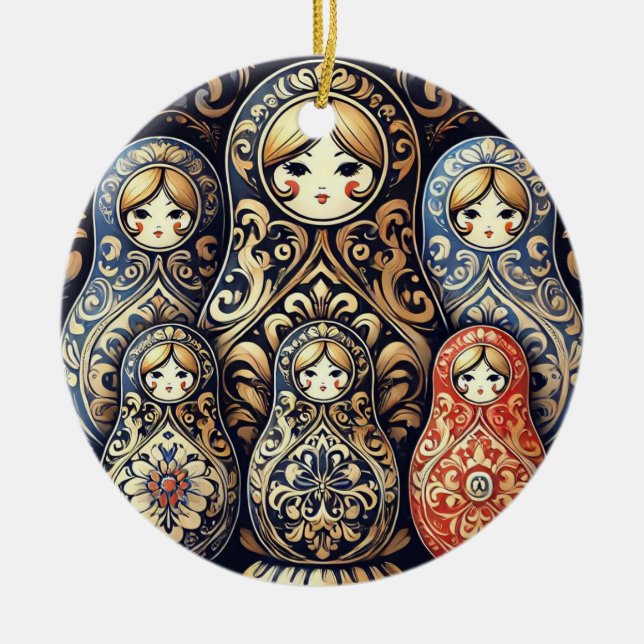 Eleganter russischer Puppenschmuck Keramik Ornament (Vorne)