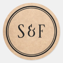 Eleganter Rustic Kraft Monogram Umschlag Aufkleber