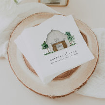 Eleganter Rustikaler Barn Wedding Cocktail Napkins