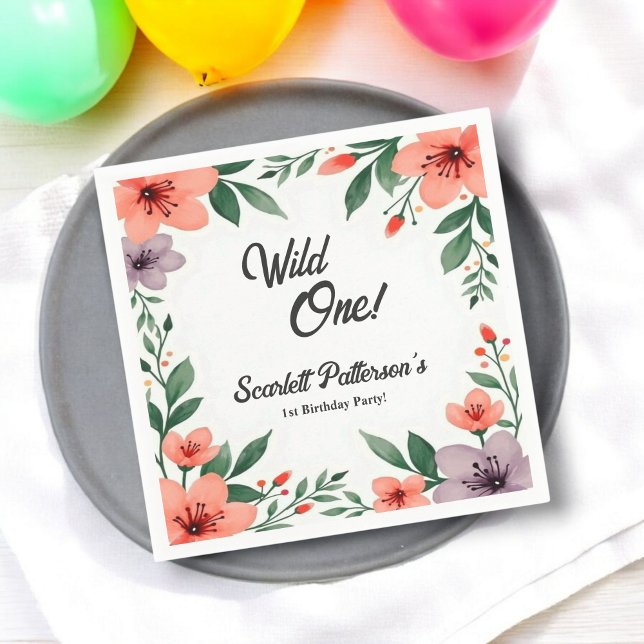 Eleganter Rustikaler Blumengarten Sommer 1. Geburt Serviette (Von Creator hochgeladen)