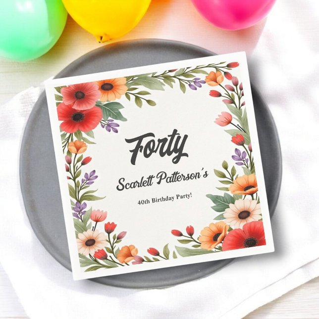 Eleganter Rustikaler Blumengarten Sommer 40. Gebur Serviette (Von Creator hochgeladen)