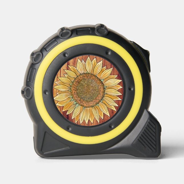 Eleganter Rustikaler Boho Kunstbauernhof Gelbe Son Maßband (Vorderseite)