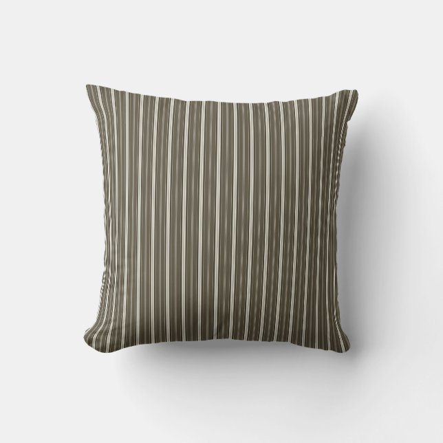 Eleganter Rustikaler, brauner Streifen Kissen (Vorderseite)