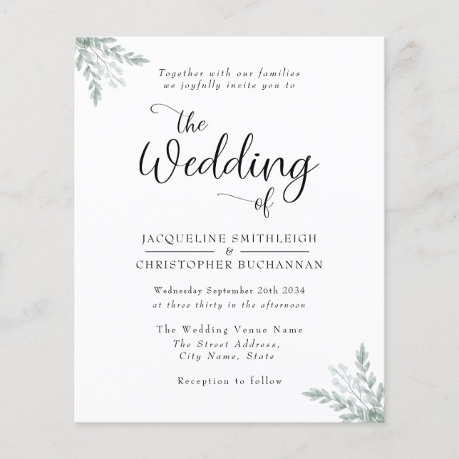 Eleganter Rustikaler Eukalyptus Verlasse Grün (Vorderseite)