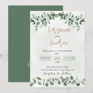 Eleganter rustikaler Eukalyptus Verlasse Grüne Hoc Einladung