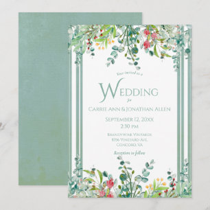 Eleganter rustikaler Eukalyptus Watercolor Wedding Einladung