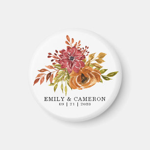 Eleganter Rustikaler Herbst-Blumen-Hochzeitsmagnet Magnet