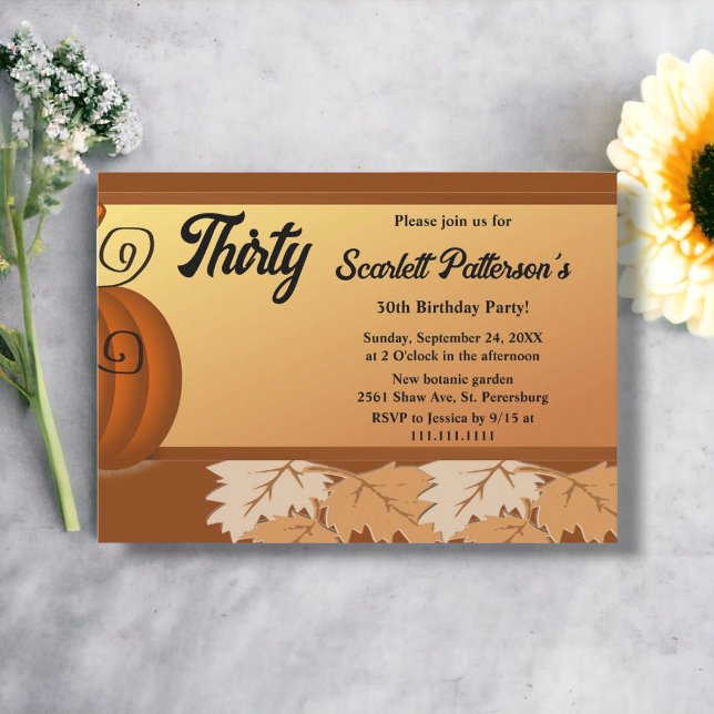 Eleganter Rustikaler Herbstlaub Herbst 30. Geburts Einladung (Von Creator hochgeladen)