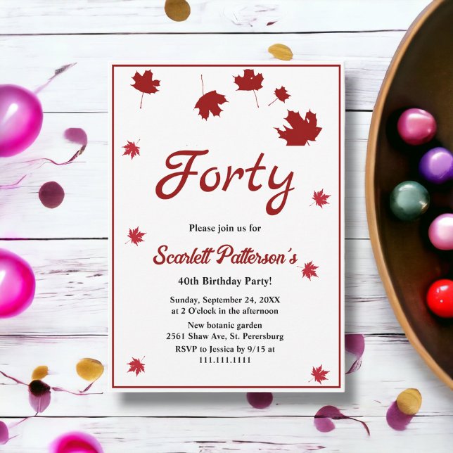 Eleganter Rustikaler Herbstlaub Herbst 40. Geburts Einladung (Von Creator hochgeladen)