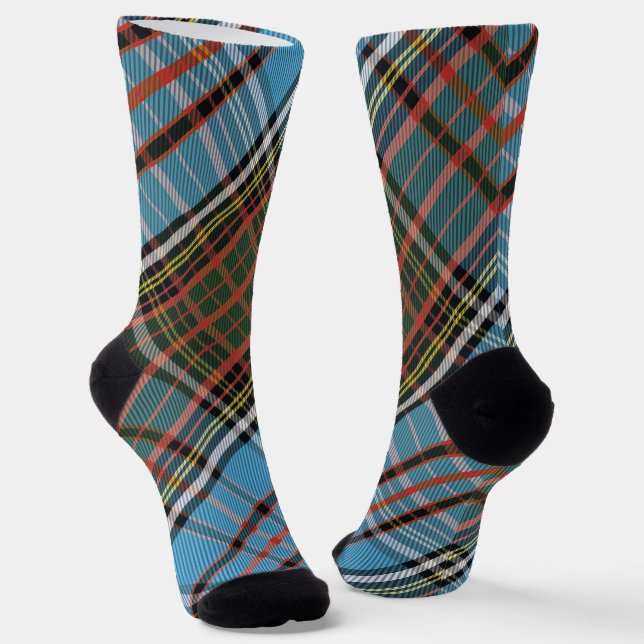 Eleganter rustikaler Karo Anderson Tartan Socken (Gewinkelt)