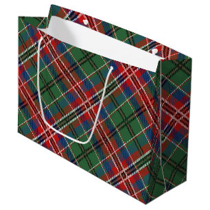 Eleganter rustikaler Karo rot grün Tartan Große Geschenktüte