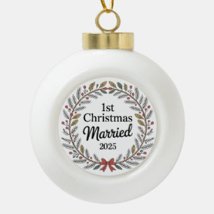 Eleganter Rustikaler Kranz 1. Weihnachten Verhei Keramik Kugel-Ornament