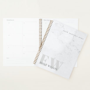 Eleganter, rustikaler Marmorstone Gray Monogram Na Planer